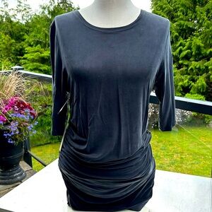 NWT New With Tags Aritzia Babaton Silky Stretch Washed Black Ruched Top - Large